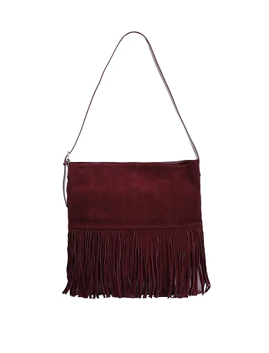 Жіноча сумка хобо MIRATON замшева бордова - фото 7 - Miraton