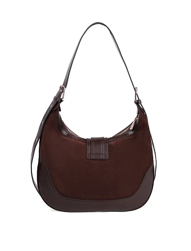 Жіноча сумка хобо MIRATON замшева коричнева - фото 3 - Miraton