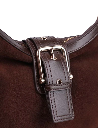 Жіноча сумка хобо MIRATON замшева коричнева - фото 4 - Miraton