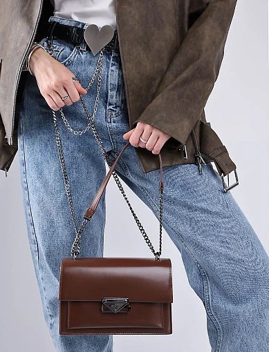 Жіноча сумка крос-боді MIRATON шкіряна коричнева(87178-2) - фото 2 - Miraton