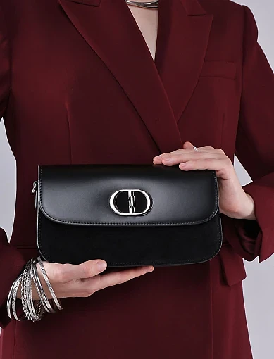 Женская сумка через плечо MIRATON кожаная черная - фото 2 - Miraton