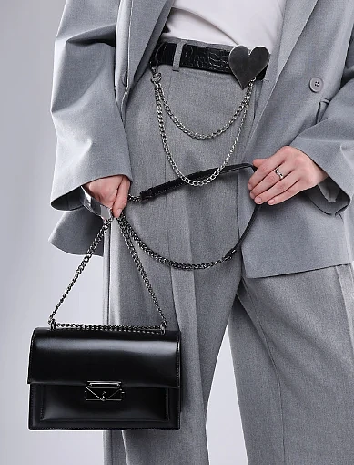 Женская сумка кросс-боди MIRATON кожаная черная - фото 2 - Miraton