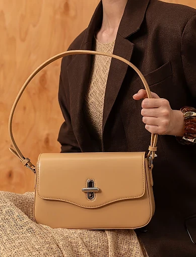 Жіноча сумка через плече MIRATON шкіряна бежева(M201-2) - фото 2 - Miraton