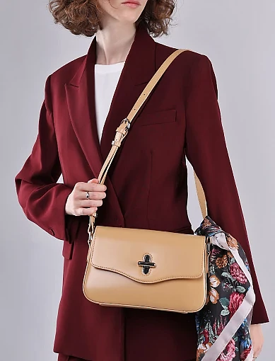 Жіноча сумка через плече MIRATON шкіряна бежева(M201-2) - фото 8 - Miraton