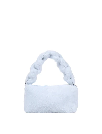 Женская сумка через плечо MIRATON из меха голубая - фото 3 - Miraton