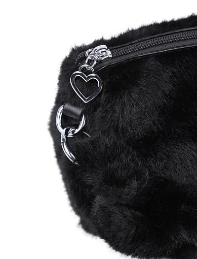 Женская сумка через плечо MIRATON из меха черная - фото 4 - Miraton