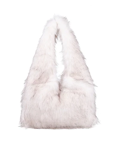 Жіноча сумка хобо MIRATON з хутра біла - фото 3 - Miraton