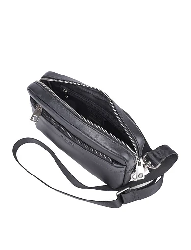 Чоловіча сумка крос-боді MIRATON шкіряна чорна (PL-L0907) - фото 5 - Miraton