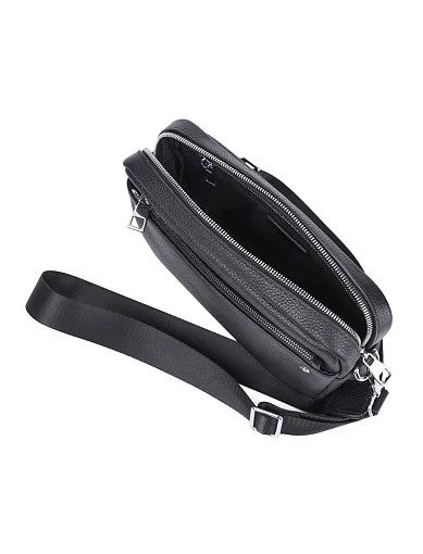 Чоловіча сумка крос-боді MIRATON шкіряна чорна (8412-3) - фото 5 - Miraton