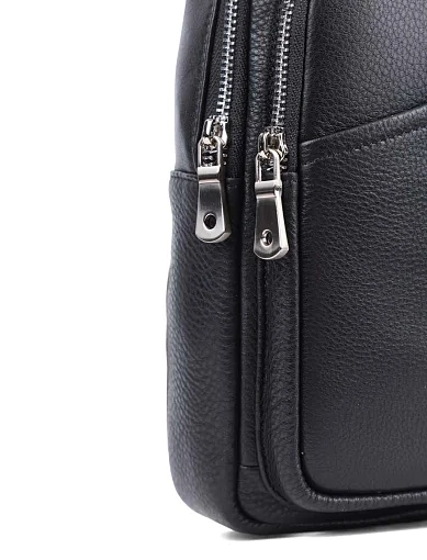 Мужская сумка слинг MIRATON кожаная черная - фото 4 - Miraton