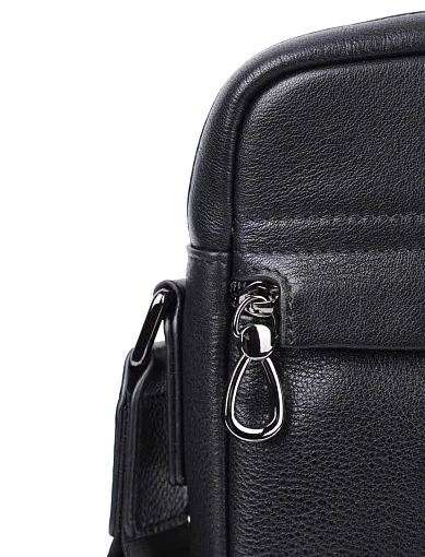 Мужская сумка мессенджер MIRATON кожаная черная - фото 4 - Miraton