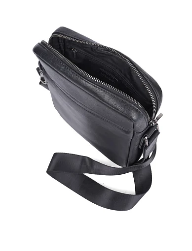 Мужская сумка мессенджер MIRATON кожаная черная - фото 5 - Miraton