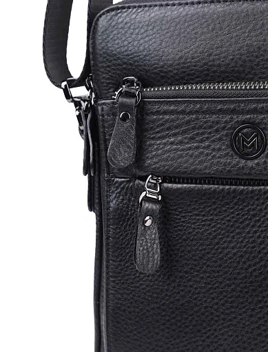 Мужская сумка мессенджер MIRATON кожаная черная - фото 4 - Miraton