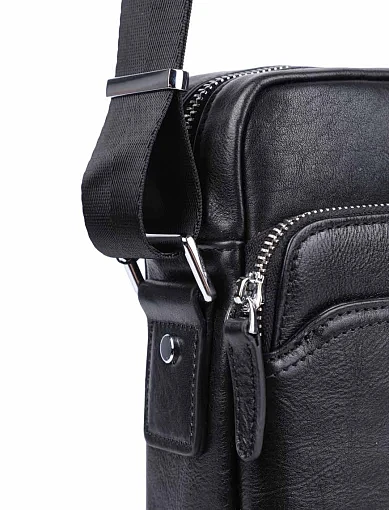 Мужская сумка мессенджер MIRATON кожаная черная - фото 4 - Miraton