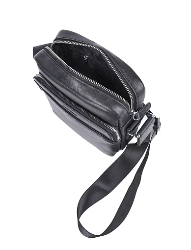 Мужская сумка мессенджер MIRATON кожаная черная - фото 5 - Miraton