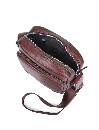 Мужская сумка мессенджер MIRATON кожаная коричневая - фото 5 - Miraton