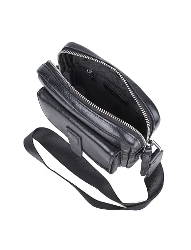 Чоловіча сумка месенджер MIRATON шкіряна чорна (7748-1) - фото 5 - Miraton