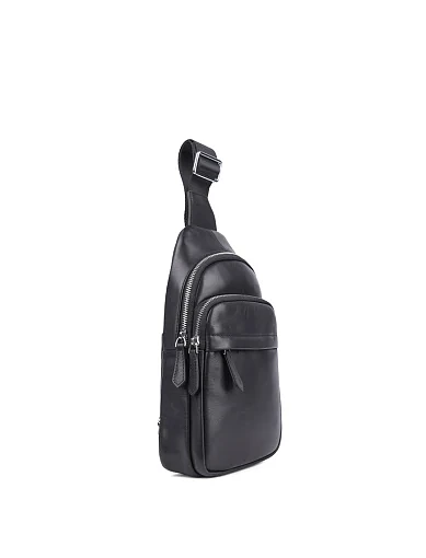 Мужская сумка слинг MIRATON кожаная черная - фото 2 - Miraton