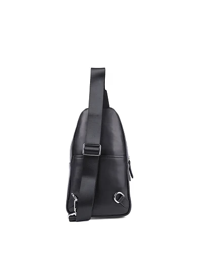 Мужская сумка слинг MIRATON кожаная черная - фото 3 - Miraton