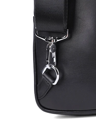 Мужская сумка слинг MIRATON кожаная черная - фото 4 - Miraton
