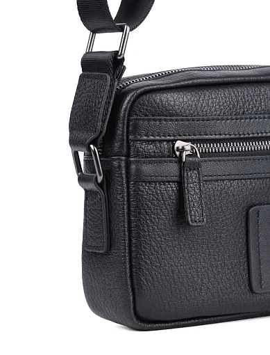 Чоловіча сумка крос-боді MIRATON шкіряна чорна (01243) - фото 4 - Miraton