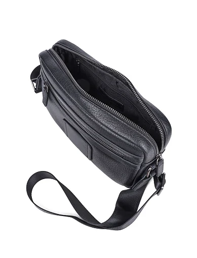 Чоловіча сумка крос-боді MIRATON шкіряна чорна (01243) - фото 5 - Miraton