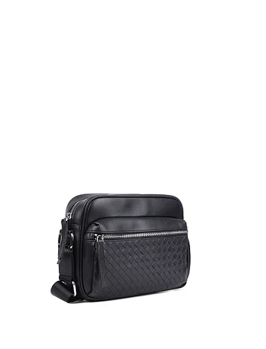 Мужская сумка мессенджер MIRATON кожаная черная - фото 2 - Miraton