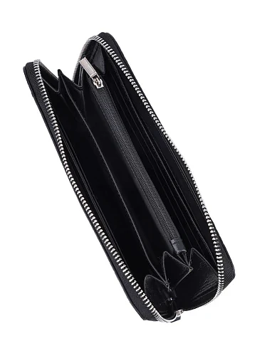 Чоловічий гаманець шкіряний чорний на блискавці (550 441) - фото 4 - Miraton