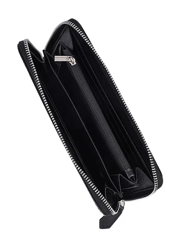 Чоловічий гаманець шкіряний чорний на блискавці (550 282) - фото 4 - Miraton
