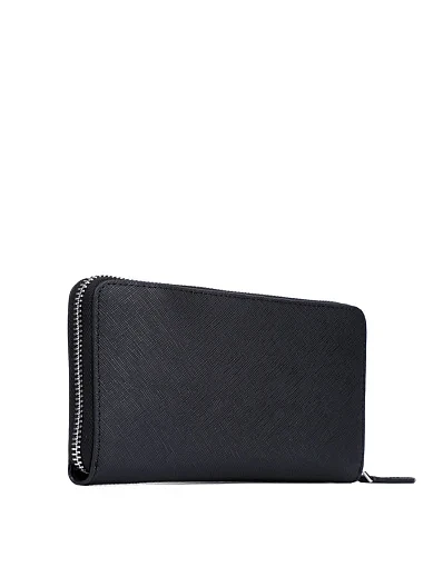 Чоловічий гаманець шкіряний чорний на блискавці (550 122) - фото 2 - Miraton