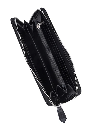 Чоловічий гаманець шкіряний чорний на блискавці (551 022) - фото 4 - Miraton
