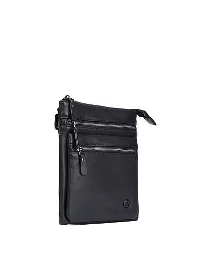 Чоловіча сумка месенджер MIRATON шкіряна чорна (407-209) - фото 2 - Miraton