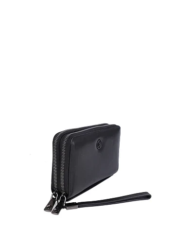 Чоловічий гаманець шкіряний чорний на блискавці (162-31) - фото 2 - Miraton