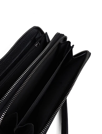 Чоловічий гаманець шкіряний чорний на блискавці (162-31) - фото 4 - Miraton