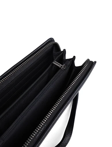 Чоловічий гаманець шкіряний чорний на блискавці (LD1153-5 ) - фото 4 - Miraton