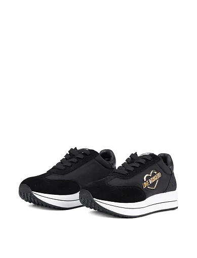 Женские кроссовки Love Moschino кожаные черные - фото 3 - Miraton