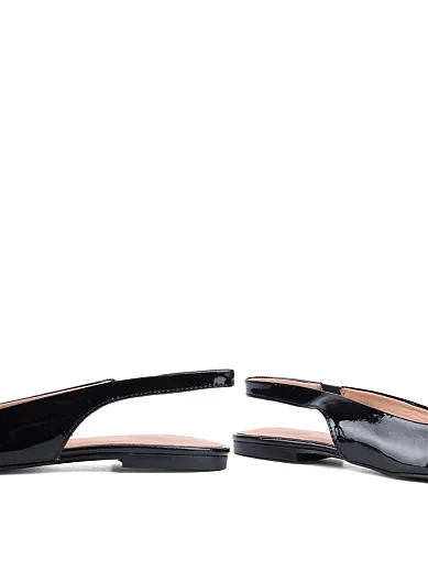 Жіночі балетки слінгбеки Love Moschino лакові чорні - фото 2 - Miraton