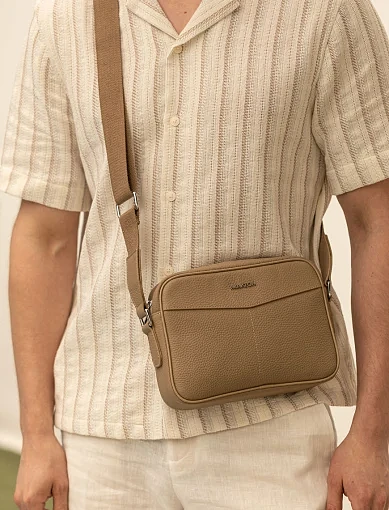 Чоловіча сумка крос-боді MIRATON шкіряна бежева (88187-2) - фото 2 - Miraton