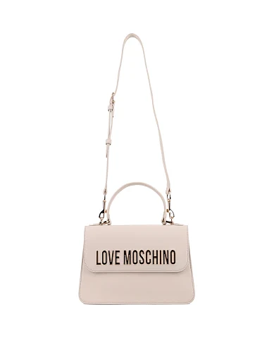 Жіноча сумка Love Moschino з екошкіри бежева з логотипом. - фото 5 - Miraton
