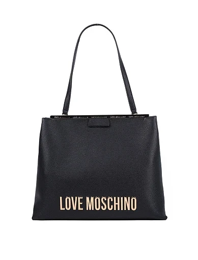 Жіноча сумка Love Moschino з екошкіри чорна з логотипом фото 1