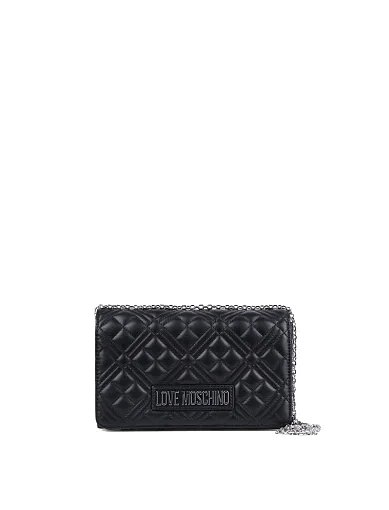 Жіноча сумка Love Moschino з екошкіри чорна з ланцюжком фото 1