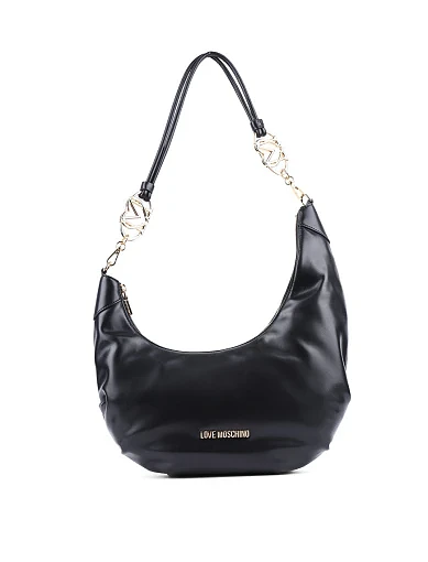 Жіноча сумка хобо Love Moschino з екошкіри чорна фото 1