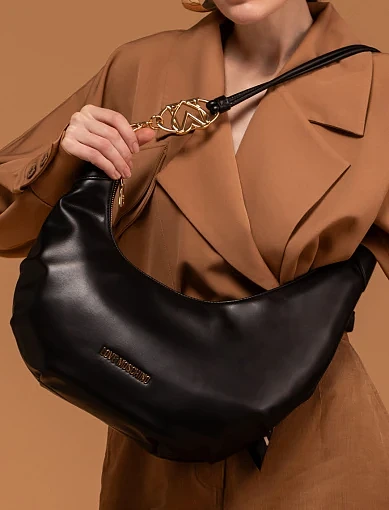 Жіноча сумка хобо Love Moschino з екошкіри чорна - фото 7 - Miraton