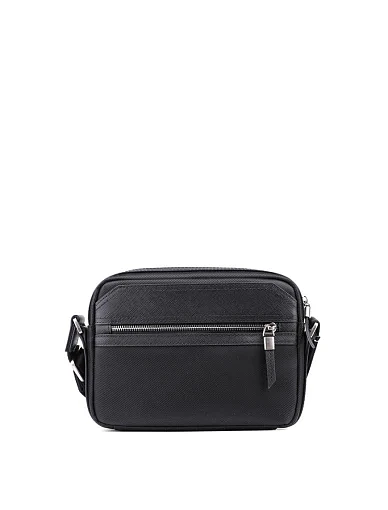 Мужская сумка кросс-боди MIRATON кожаная черная - фото 3 - Miraton