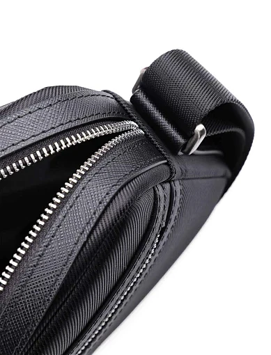 Мужская сумка кросс-боди MIRATON кожаная черная - фото 5 - Miraton