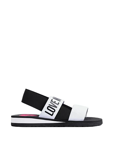Жіночі сандалі Love Moschino тканинні білі фото 1