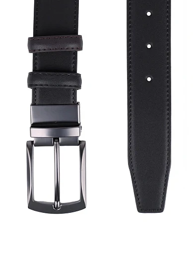 Чоловічий ремінь шкіряний чорний (91025B-11 SS25) - фото 2 - Miraton