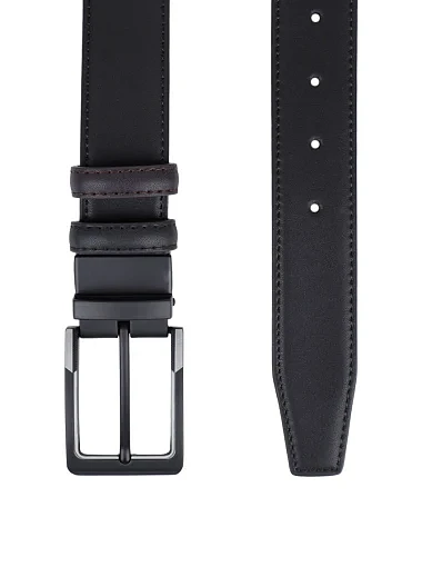 Мужской ремень кожаный черный - фото 2 - Miraton