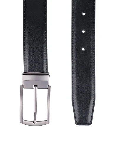 Мужской ремень кожаный черный - фото 2 - Miraton