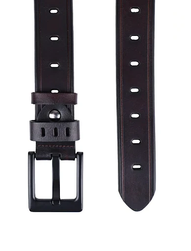 Чоловічий ремінь шкіряний чорний (91025C-1) - фото 2 - Miraton